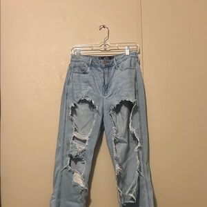 Hollister Blue Boyfriend Jeans Distressed Denim